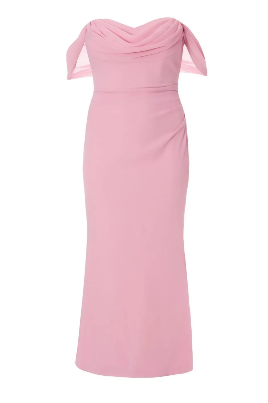 Quiz Curve Chiffon Bardot Maxi Dress Blush Sale