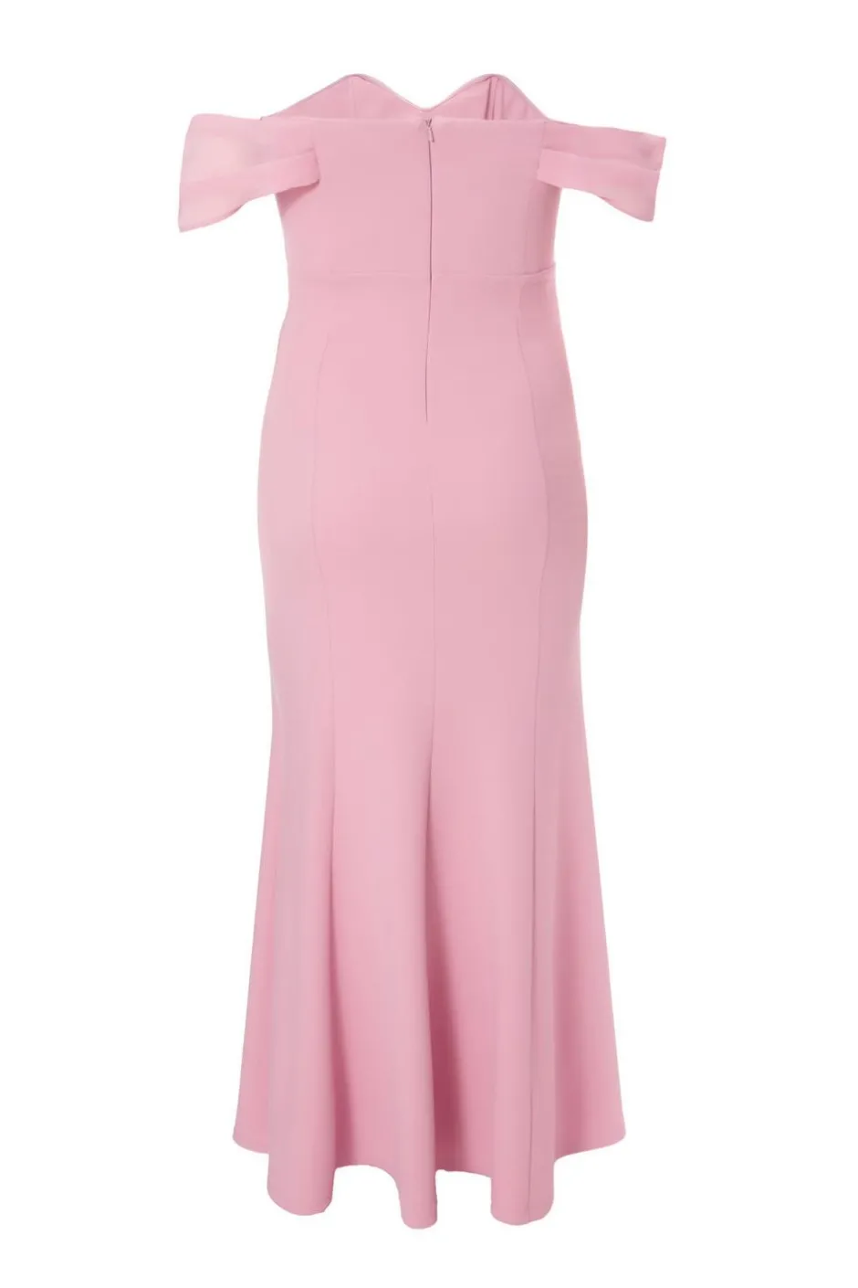 Quiz Curve Chiffon Bardot Maxi Dress Blush Sale