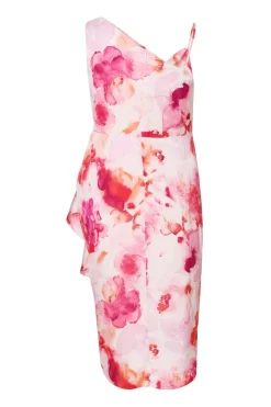Quiz Curve Blush Floral Print Midi Dress Discount