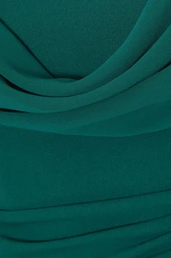 Quiz Curve Chiffon Bardot Maxi Dress Bottle Green