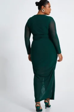 Quiz Curve Mesh Crop Top Bottle Green Hot