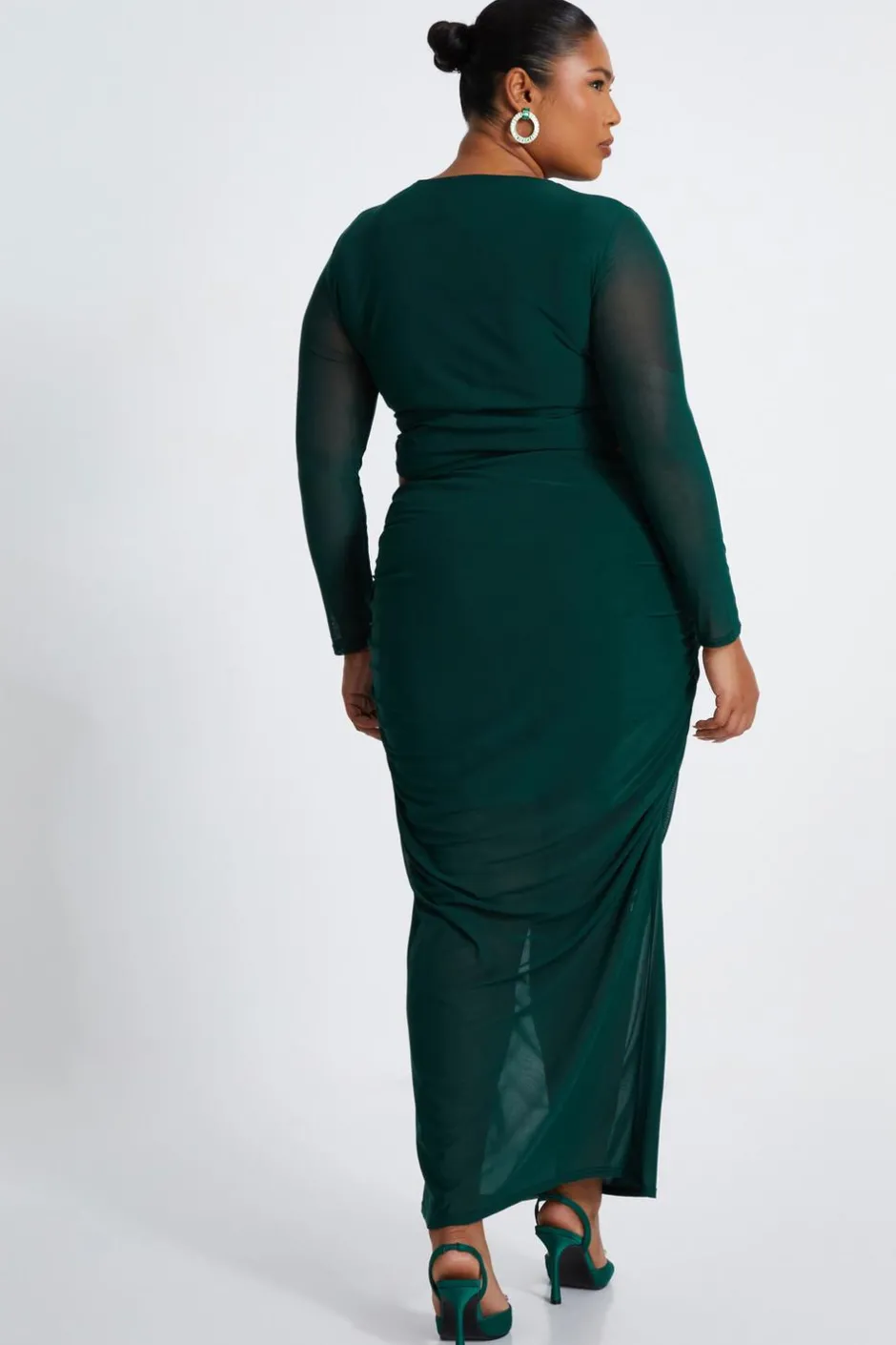 Quiz Curve Mesh Crop Top Bottle Green Hot