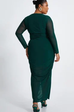 Quiz Curve Mesh Midaxi Skirt Bottle Green Discount