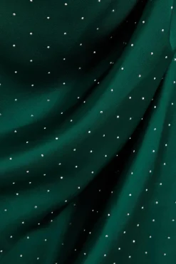 Quiz Curve Rhinestone Satin Midi Dress Bottle Green Online