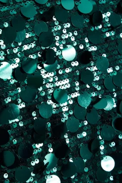 Quiz Curve Sequin Boxy Tunic Dress Bottle Green