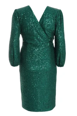 Quiz Curve Bottle Green Sequin Midi Dress Online