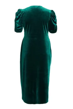 Quiz Curve Velvet Wrap Midi Dress Bottle Green Best