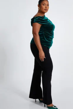 Quiz Curve Bottle Green Velvet Top New