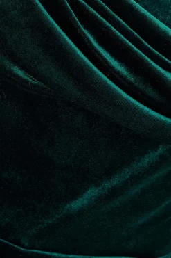 Quiz Curve Velvet Maxi Dress Bottle Green New