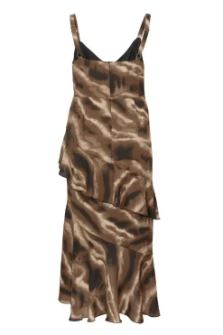 Quiz Curve Brown Abstract Chiffon Midaxi Dress Online