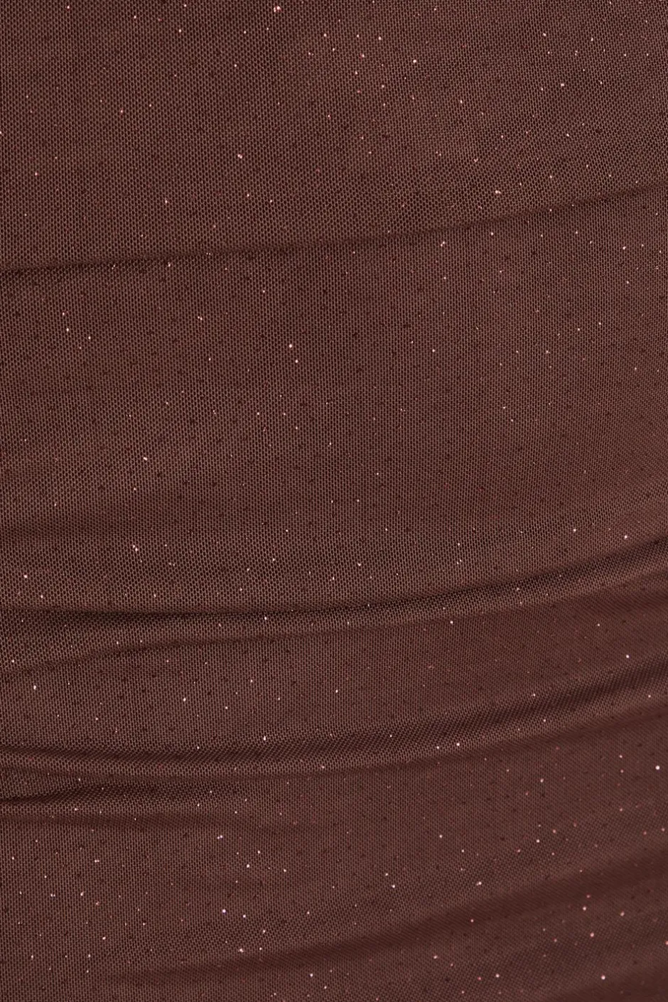 Quiz Curve Glitter Mesh Midaxi Skirt Brown