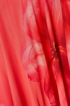 Quiz Curve Coral Mesh Midaxi Dress New
