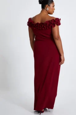 Quiz Curve Dark Red Bardot Maxi Dress Best