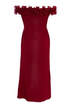 Quiz Curve Dark Red Bardot Maxi Dress Best