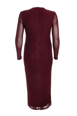 Quiz Curve Dark Red Mesh Midaxi Dress New
