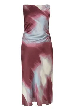 Quiz Curve Dark Red Printed Satin Midaxi Dress