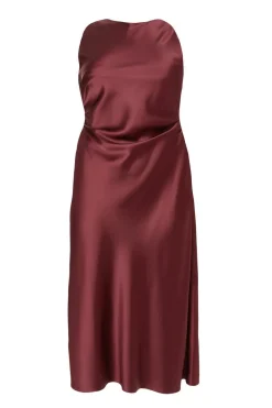 Quiz Curve Dark Red Satin Midaxi Dress Sale
