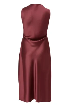 Quiz Curve Dark Red Satin Midaxi Dress Sale
