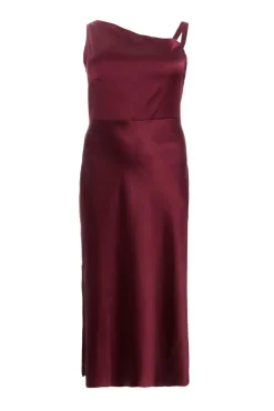 Quiz Curve Dark Red Satin Midaxi Dress Outlet