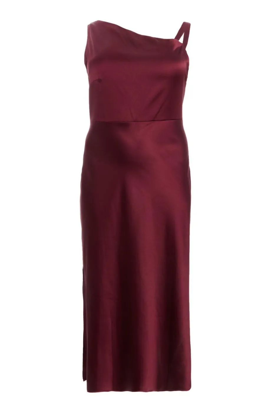 Quiz Curve Dark Red Satin Midaxi Dress Outlet
