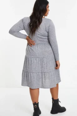 Quiz Curve Grey Tired Midi Dress Best