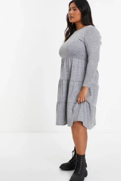 Quiz Curve Grey Tired Midi Dress Best