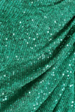 Quiz Curve Jade Green Sequin Ruched Midi Dress Outlet