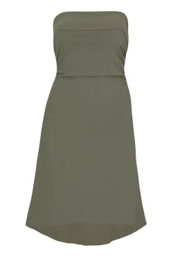 Quiz Curve Bandeau Midi Dress Khaki New