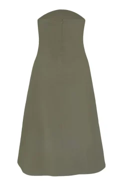 Quiz Curve Bandeau Midi Dress Khaki New
