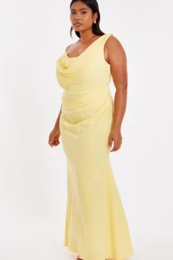 Quiz Curve Lemon Drop Sleeve Maxi Dress Sale