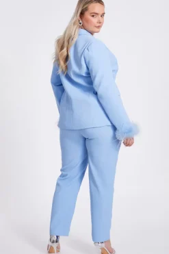 Quiz Curve Tailored Trousers Light Blue Sale