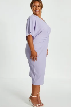 Quiz Curve Lilac Knot Front Midi Dress Hot