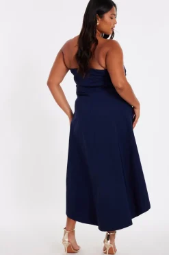 Quiz Curve Bandeau Midi Dress Navy Hot