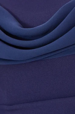 Quiz Curve Chiffon Bardot Maxi Dress Navy Best