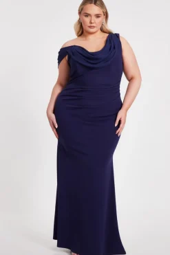 Quiz Curve Navy Drop Sleeve Maxi Dress Sale