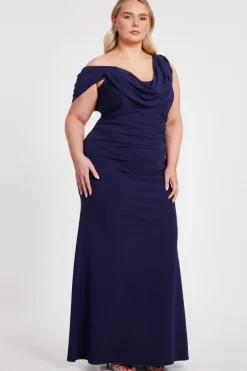 Quiz Curve Navy Drop Sleeve Maxi Dress Sale