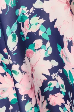 Quiz Curve Navy Floral Print Skater Dress New