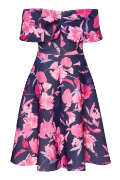 Quiz Curve Navy Floral Skater Dress Sale