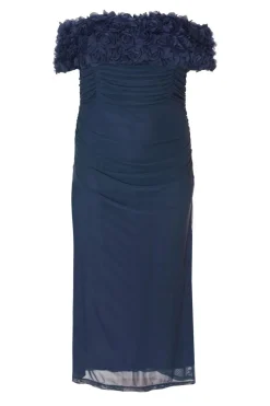 Quiz Curve Navy Mesh Bardot Midaxi Dress Sale