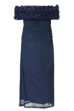 Quiz Curve Navy Mesh Bardot Midaxi Dress Sale