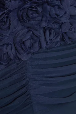 Quiz Curve Navy Mesh Bardot Midaxi Dress Sale