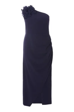 Quiz Curve Navy One Shoulder Maxi Dress New