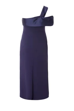 Quiz Curve One Shoulder Maxi Dress Navy Online