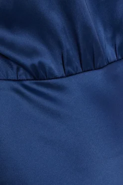 Quiz Curve Navy Satin Midaxi Dress Discount