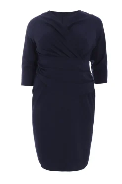Quiz Curve Navy Scuba Midi Dress