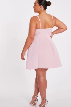 Quiz Curve Pink A-Line Mini Dress Clearance
