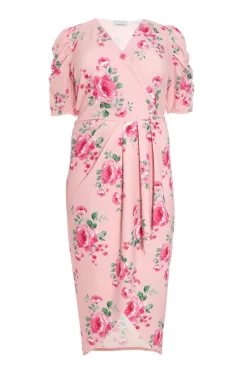 Quiz Curve Pink Floral Wrap Midaxi Dress Best