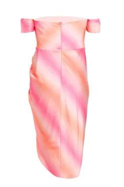Quiz Curve Pink Ombre Bardot Midi Dress New