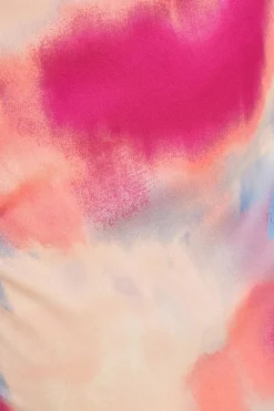 Quiz Curve Pink Satin Tie Dye Midi Dress Hot