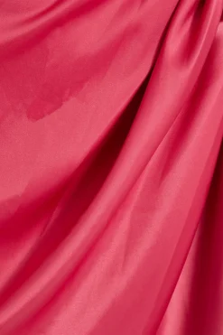 Quiz Curve Raspberry Satin Wrap Midi Dress Hot